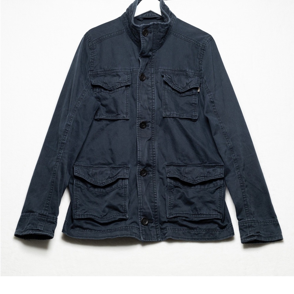 HOLLISTER Vtg Y2K Heavy Twill Cargo Utility Field Jacket Pockets Faded Black XL